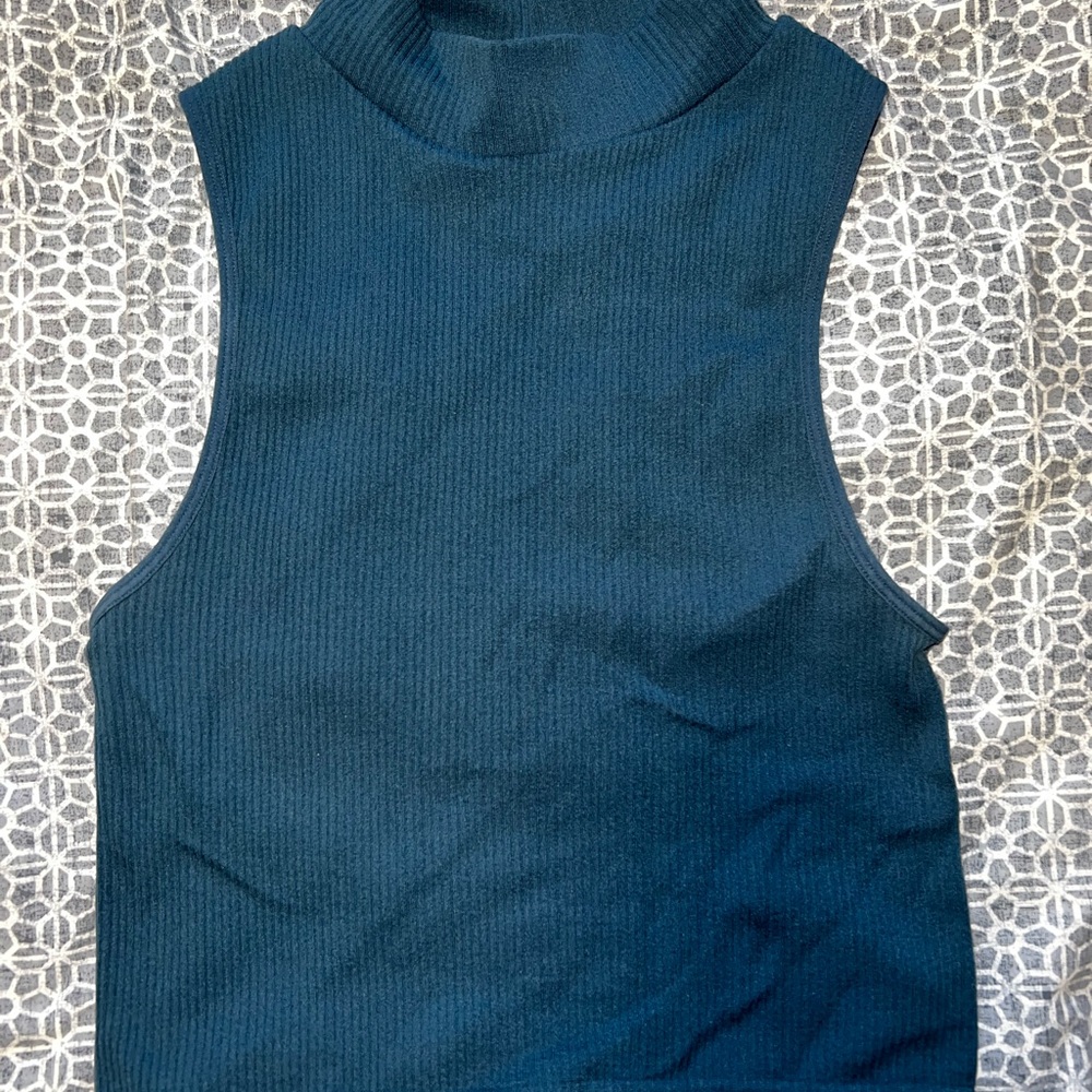 Zara Turquoise Blue Ribbed Tank Top